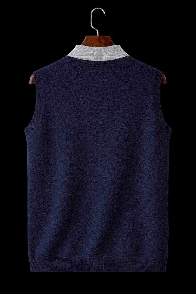 Mens Zip Knitwear Sleeveless Wool Knitted Cardigan Vest