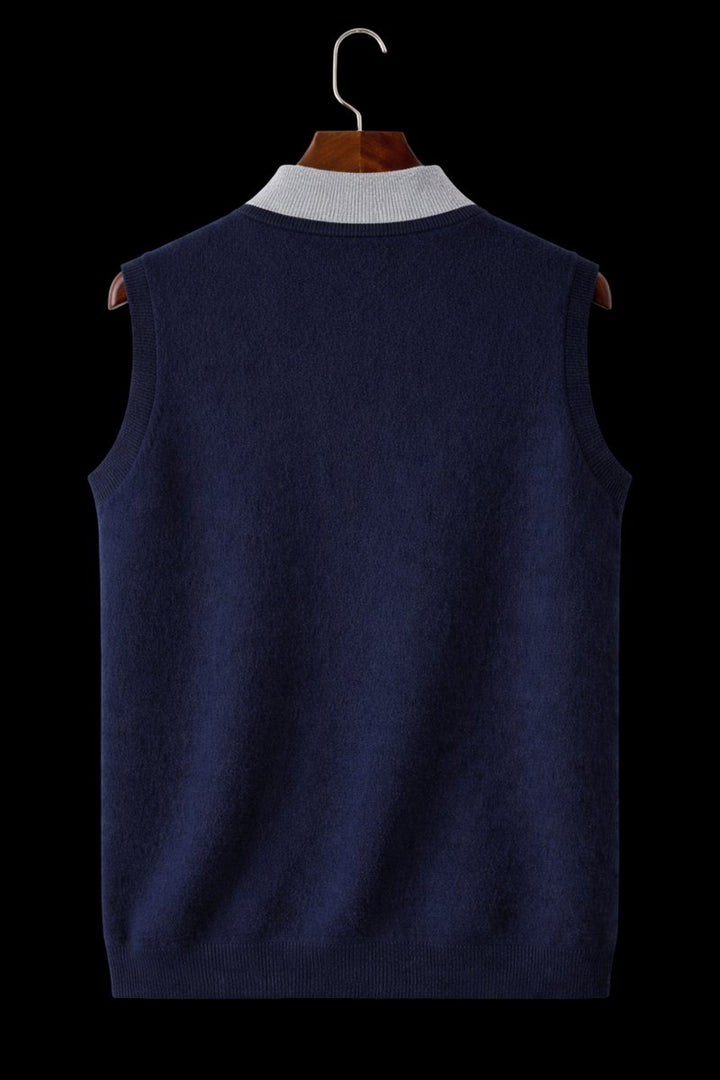 Mens Zip Knitwear Sleeveless Wool Knitted Cardigan Vest