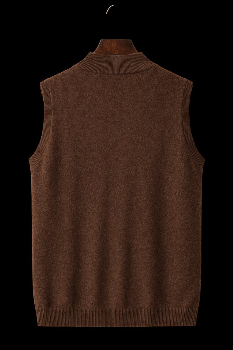 Mens Zip Knitwear Sleeveless Wool Knitted Cardigan Vest