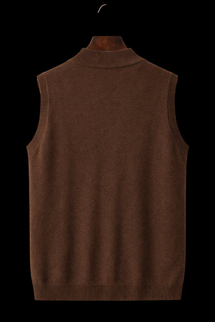 Mens Zip Knitwear Sleeveless Wool Knitted Cardigan Vest