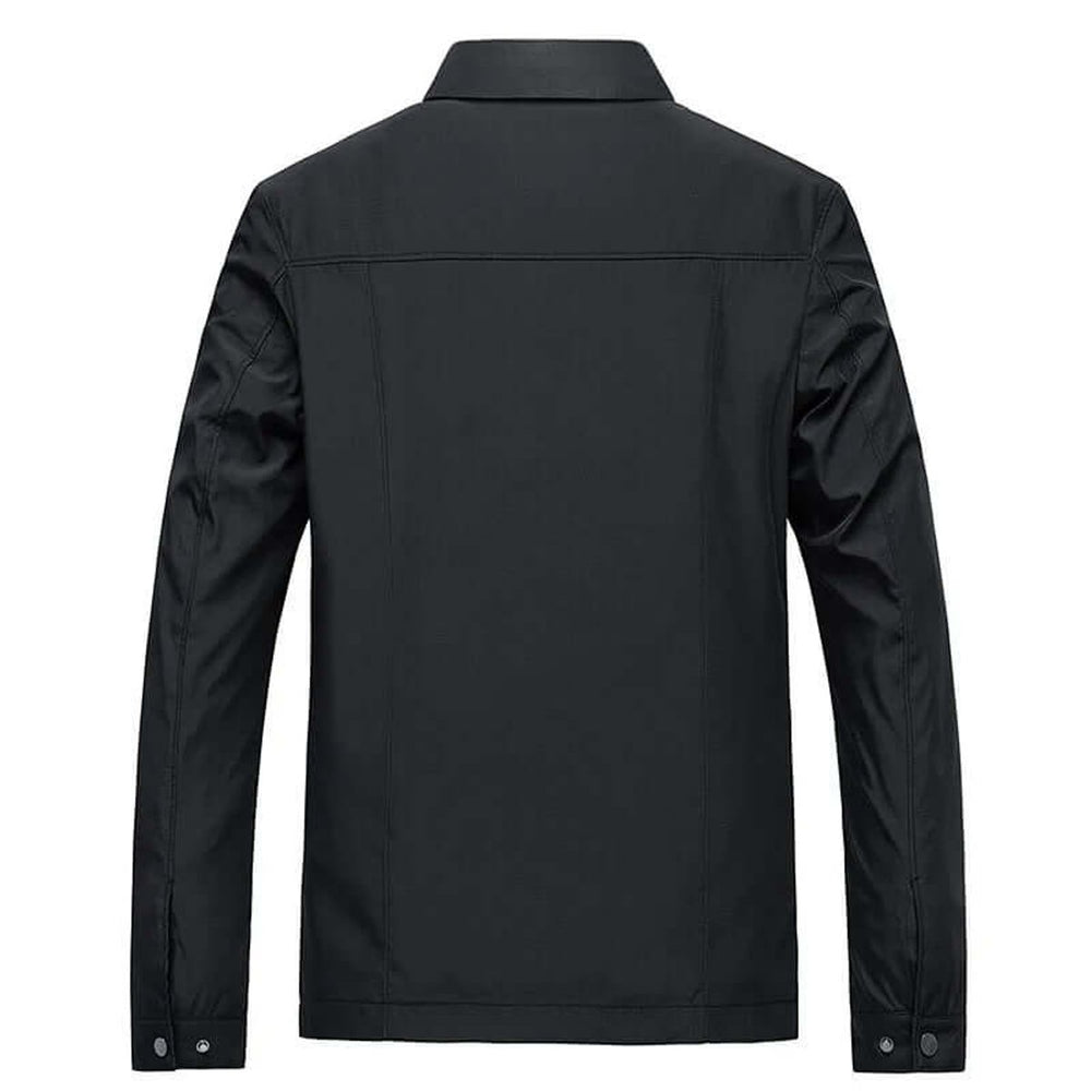 Men's Zip-Up Bomber Jacket Gingham-Lined Casual Coat