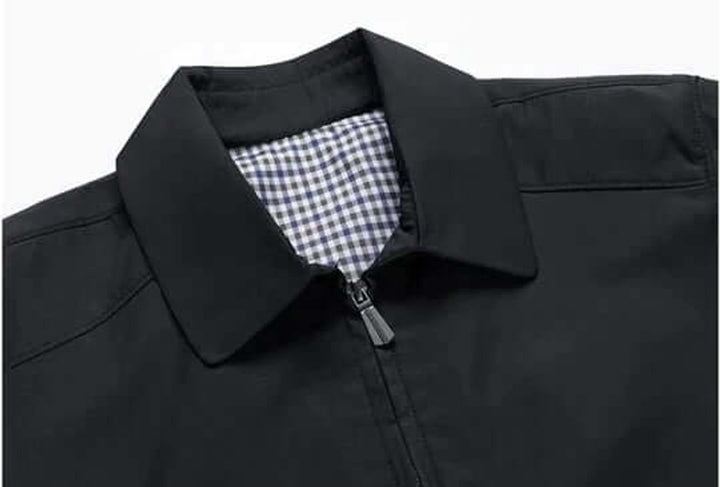 Men's Zip-Up Bomber Jacket Gingham-Lined Casual Coat