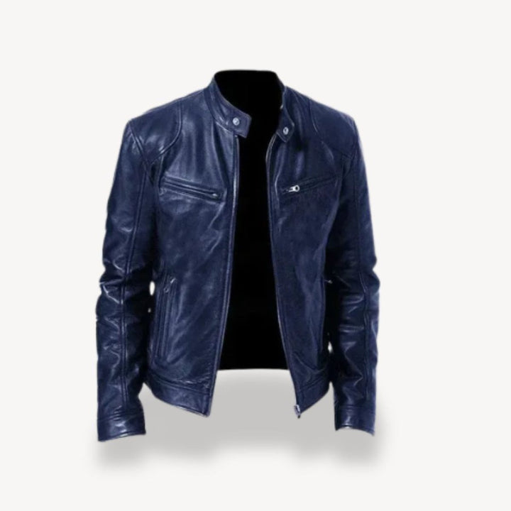 Men's Zip-Up Leather Biker Jacket Mens Jackets Bomber Style
