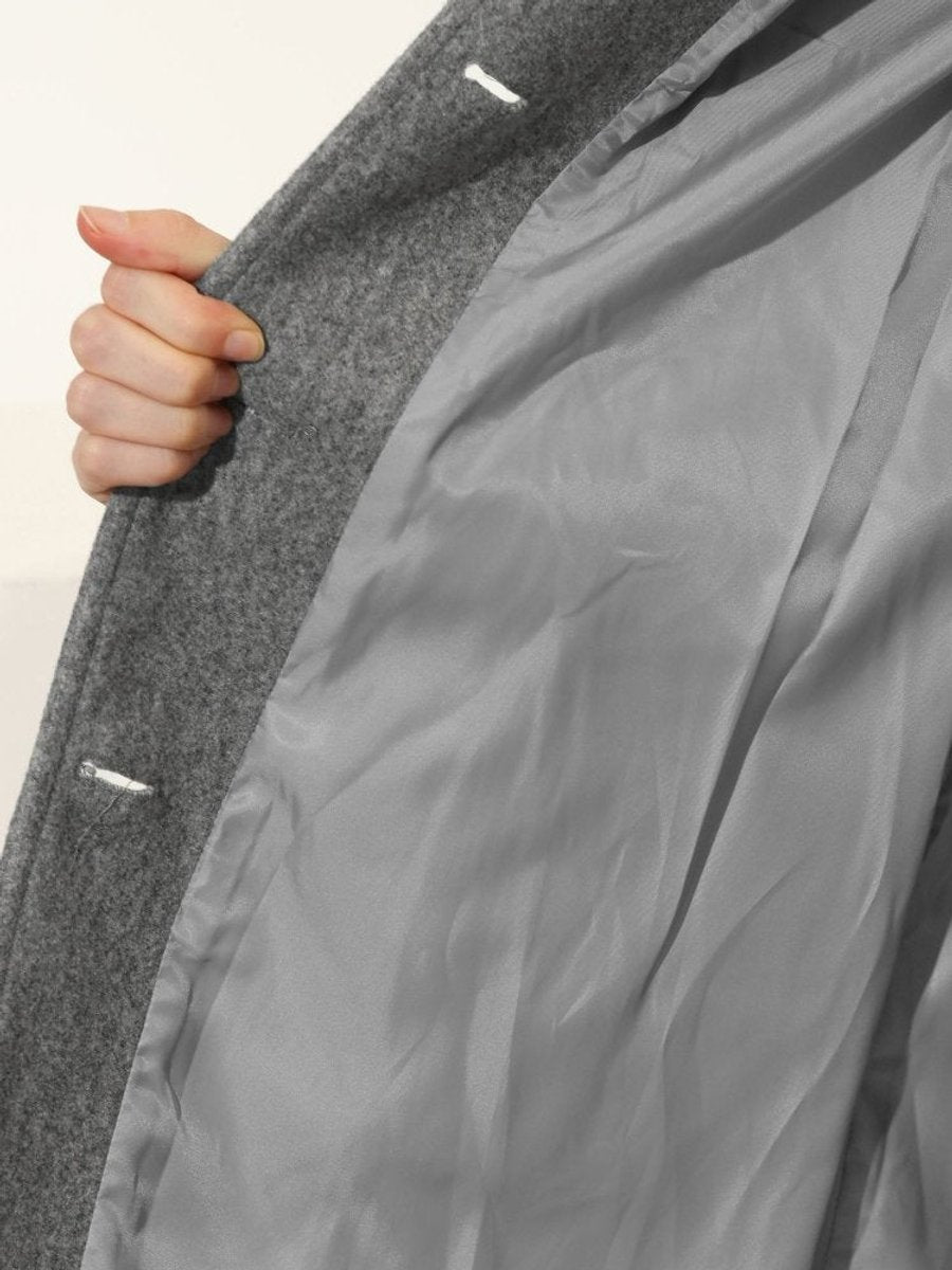 Women's A-Line Wool Coat Button-Front Tailored Winter Coat