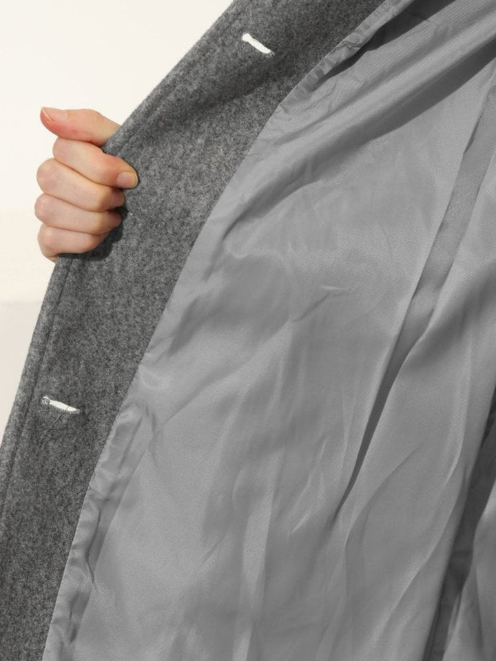 Women's A-Line Wool Coat Button-Front Tailored Winter Coat