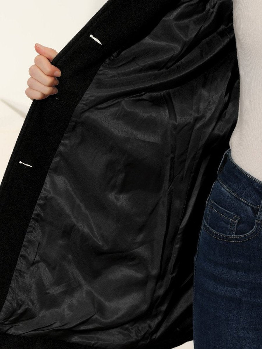 Women's A-Line Wool Coat Button-Front Tailored Winter Coat