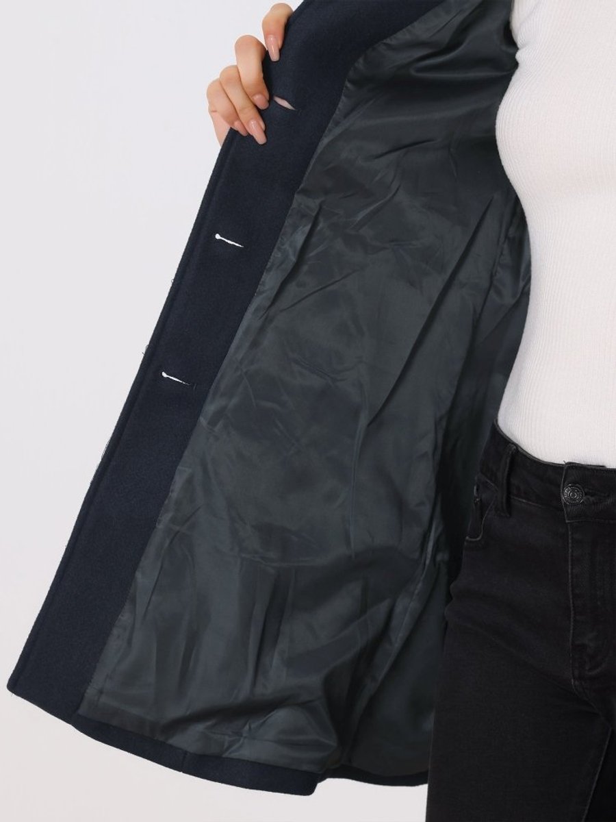Women's A-Line Wool Coat Button-Front Tailored Winter Coat