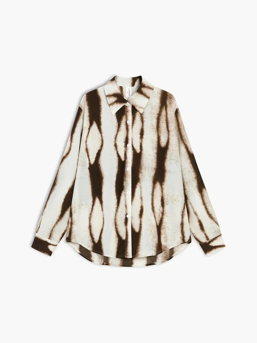 Women's Abstract Print Long-Sleeve Vintage Blouse