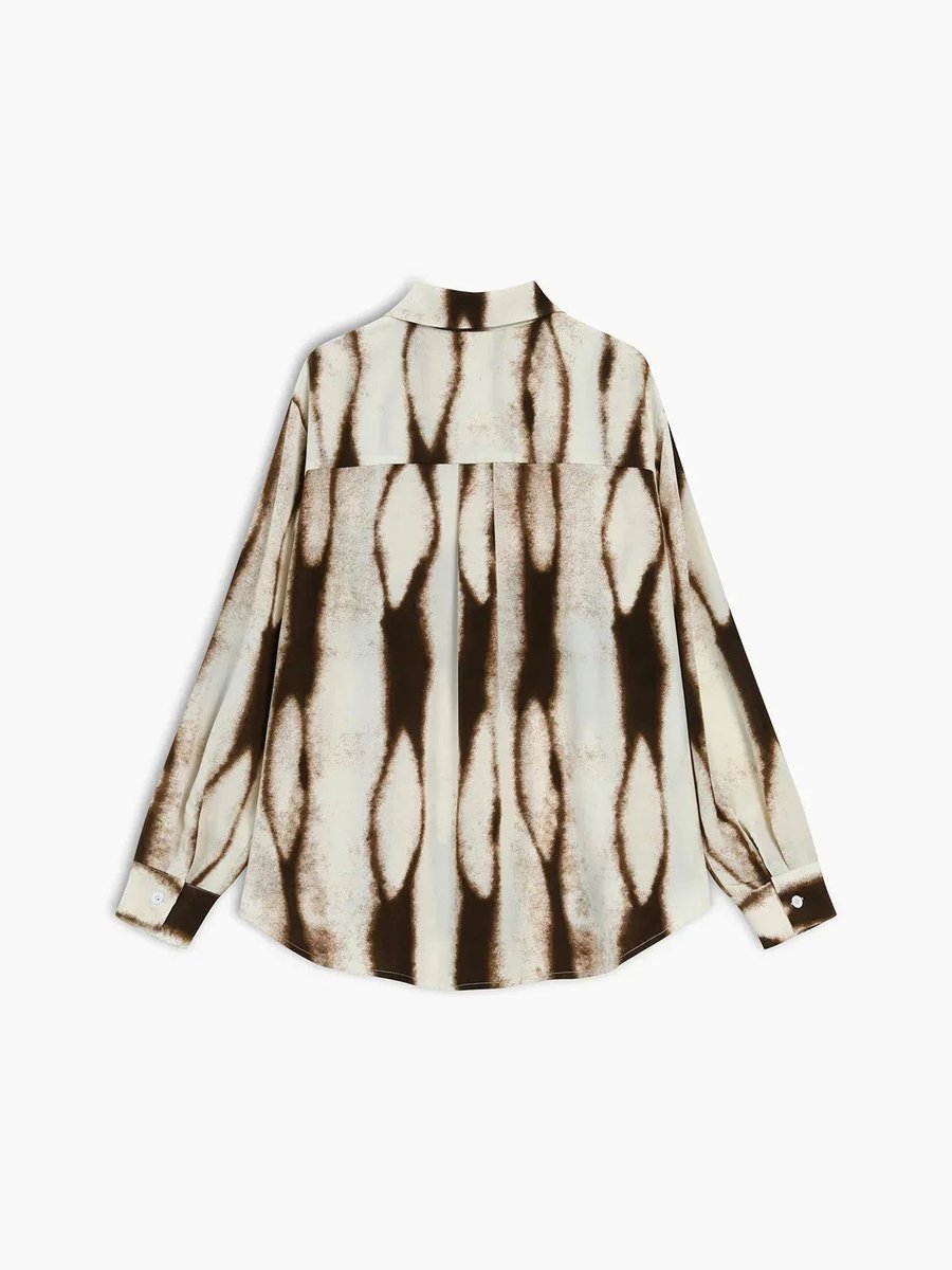 Women's Abstract Print Long-Sleeve Vintage Blouse