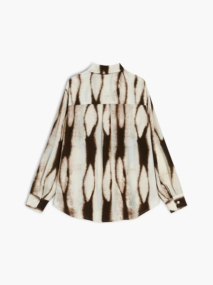 Women's Abstract Print Long-Sleeve Vintage Blouse