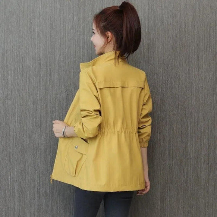 Women's Adjustable-Waist Zip-Up Trench Coat Lightweight Outerwear