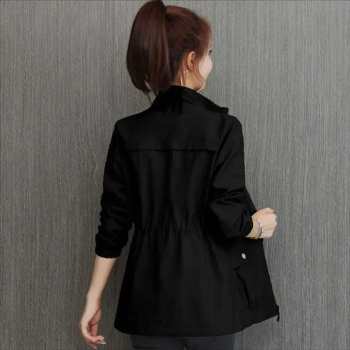 Women's Adjustable-Waist Zip-Up Trench Coat Lightweight Outerwear