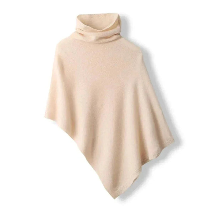 Women's Asymmetric Roll Neck Knitted Jumper Poncho Cape