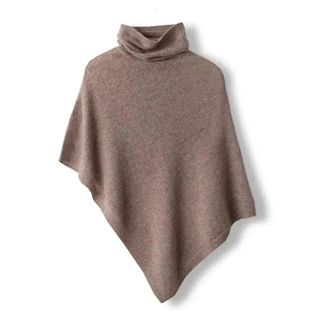 Women's Asymmetric Roll Neck Knitted Jumper Poncho Cape