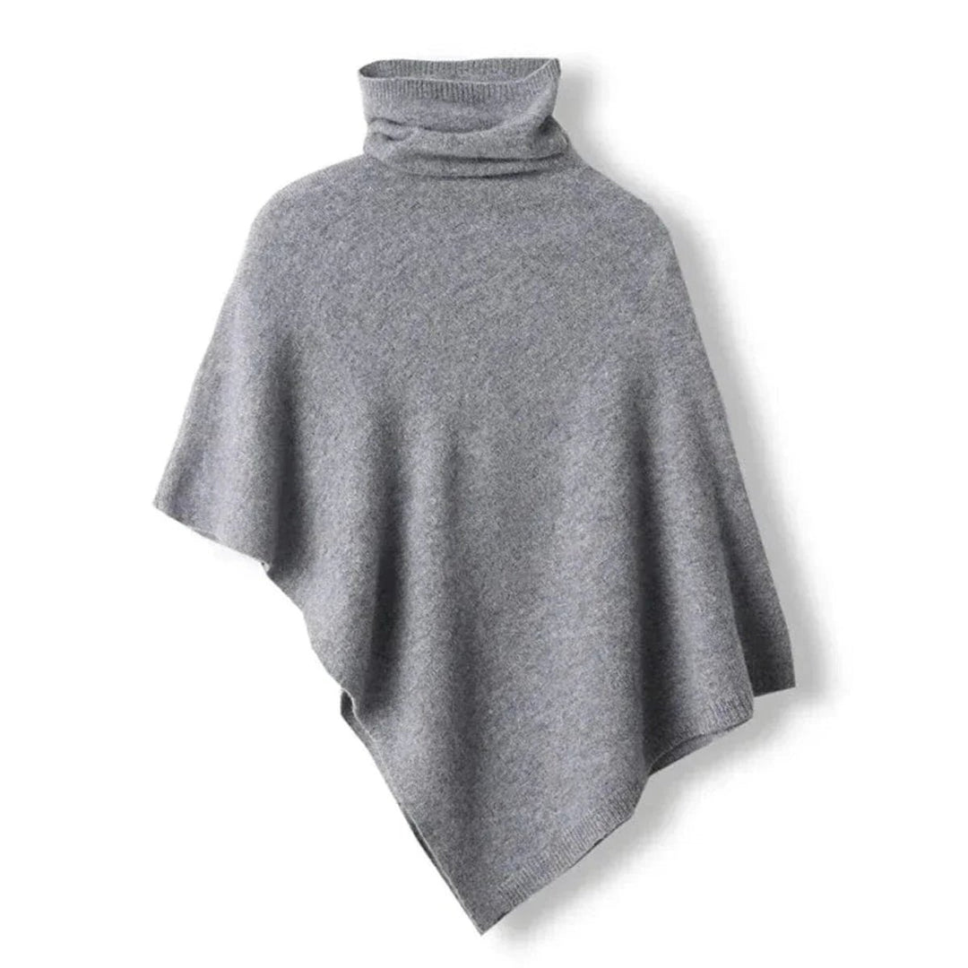 Women's Asymmetric Roll Neck Knitted Jumper Poncho Cape