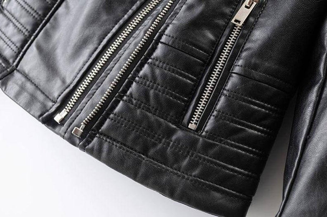 Women's Asymmetric-Zip Faux Leather Biker Coat Jacket