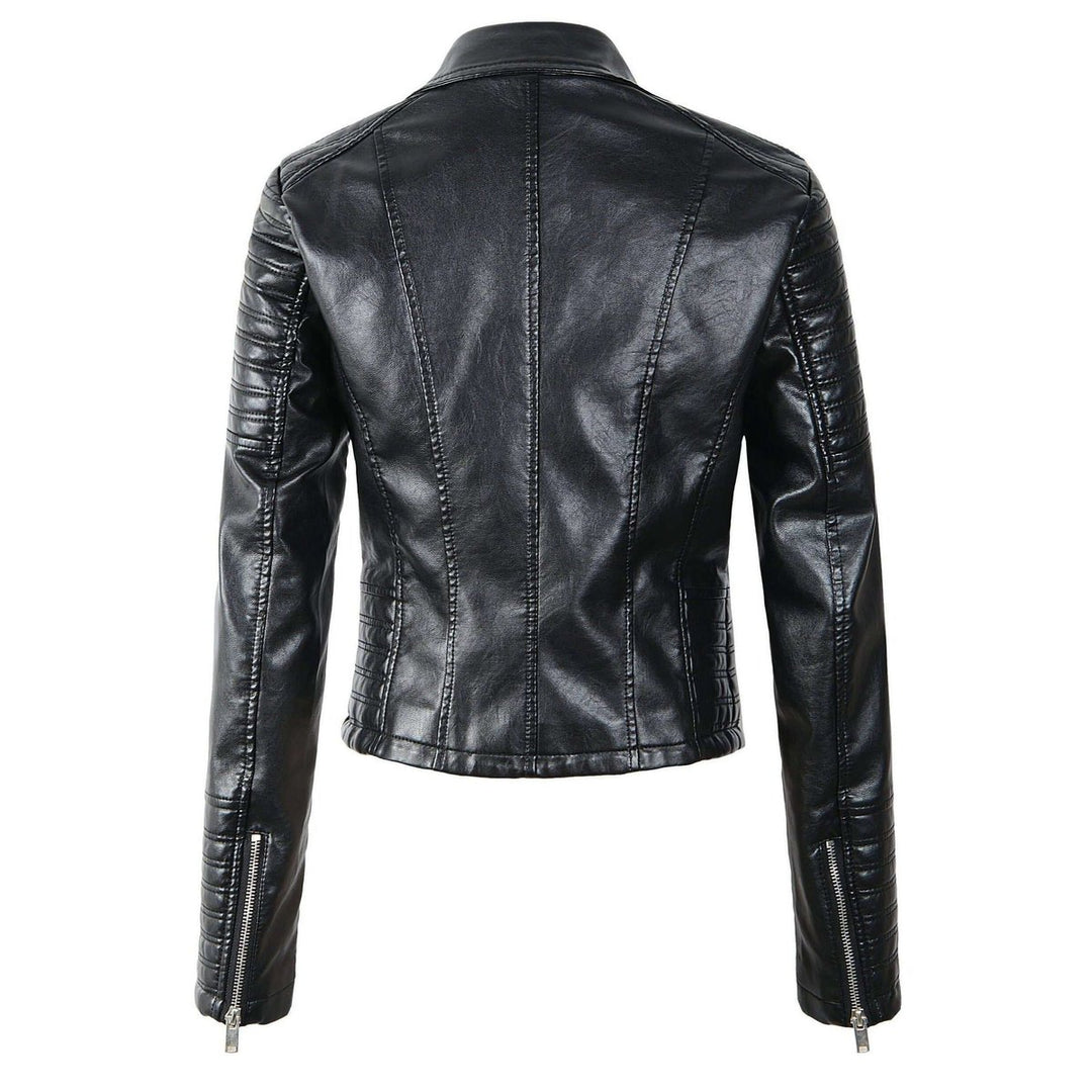 Women's Asymmetric-Zip Faux Leather Biker Coat Jacket