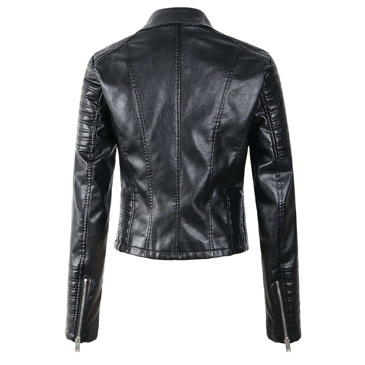 Women's Asymmetric-Zip Faux Leather Biker Coat Jacket