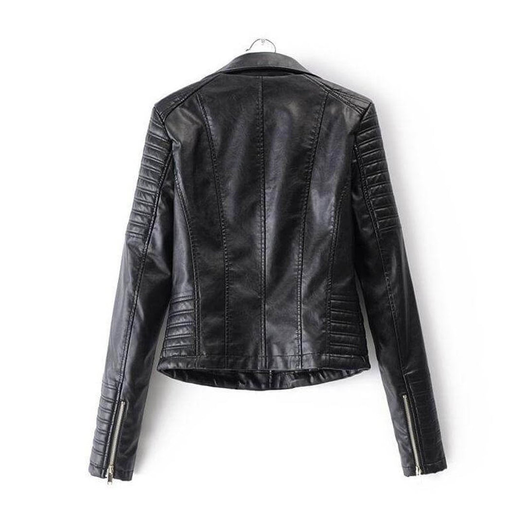 Women's Asymmetric-Zip Faux Leather Biker Coat Jacket
