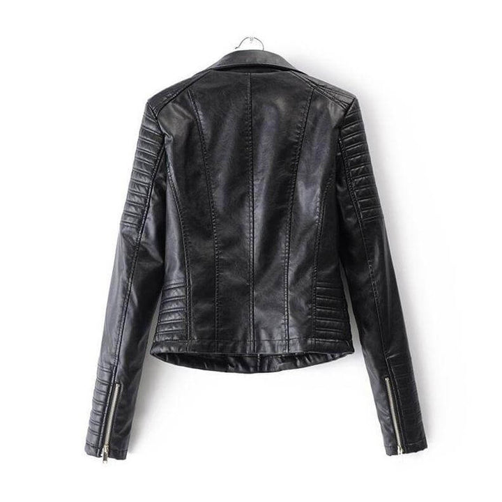 Women's Asymmetric-Zip Faux Leather Biker Coat Jacket