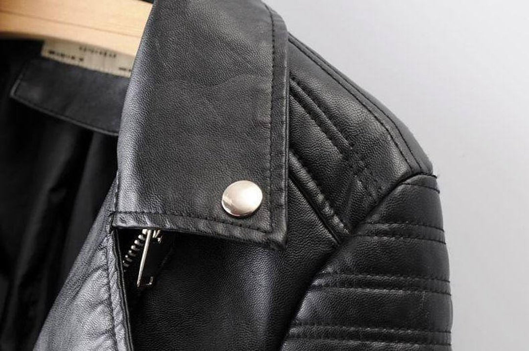 Women's Asymmetric-Zip Faux Leather Biker Coat Jacket