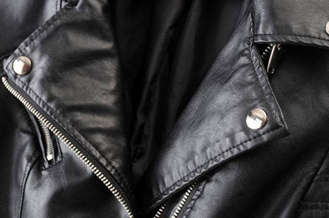 Women's Asymmetric-Zip Faux Leather Biker Coat Jacket