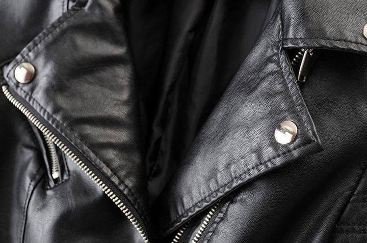 Women's Asymmetric-Zip Faux Leather Biker Coat Jacket