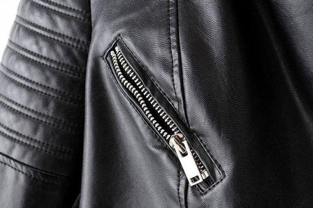 Women's Asymmetric-Zip Faux Leather Biker Coat Jacket