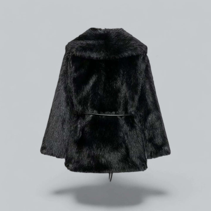 Women's Belted Faux Fur Midi Coat Plush Winter Jacket