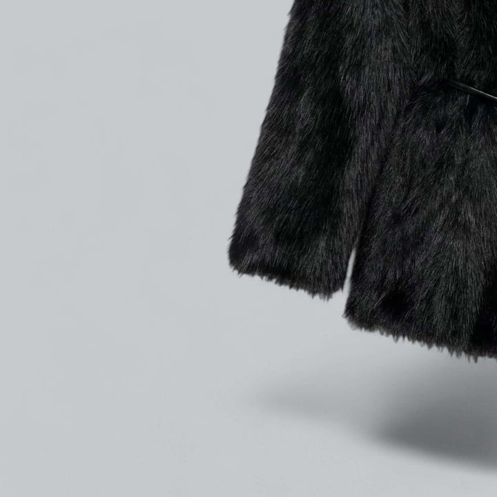 Women's Belted Faux Fur Midi Coat Plush Winter Jacket