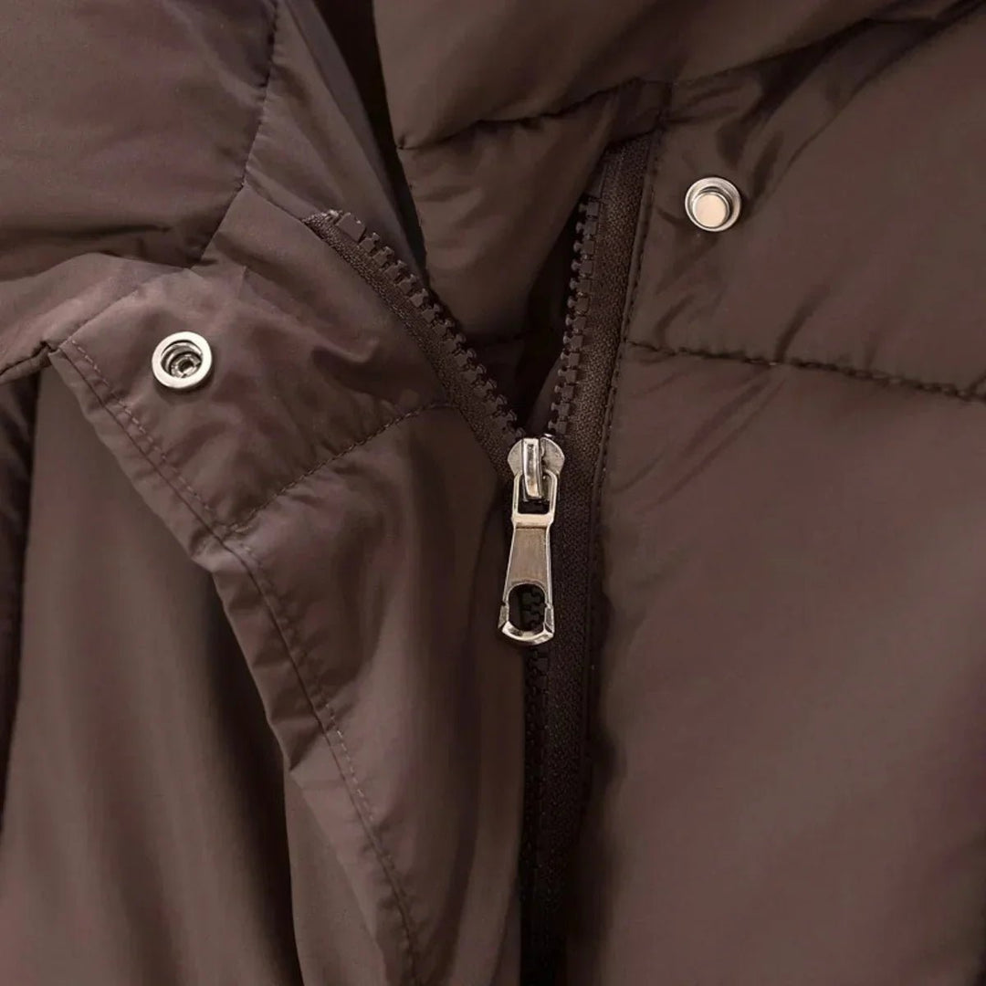 Women's Belted Quilted Ladies Puffer Jacket Stand Collar Coat