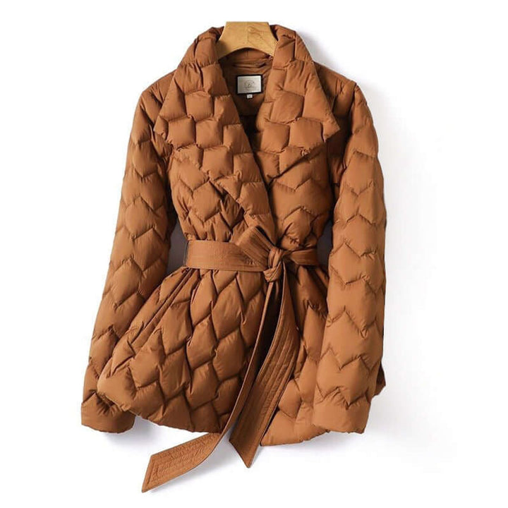 Women's Belted Quilted Ladies Puffer Jacket Wrap Coat