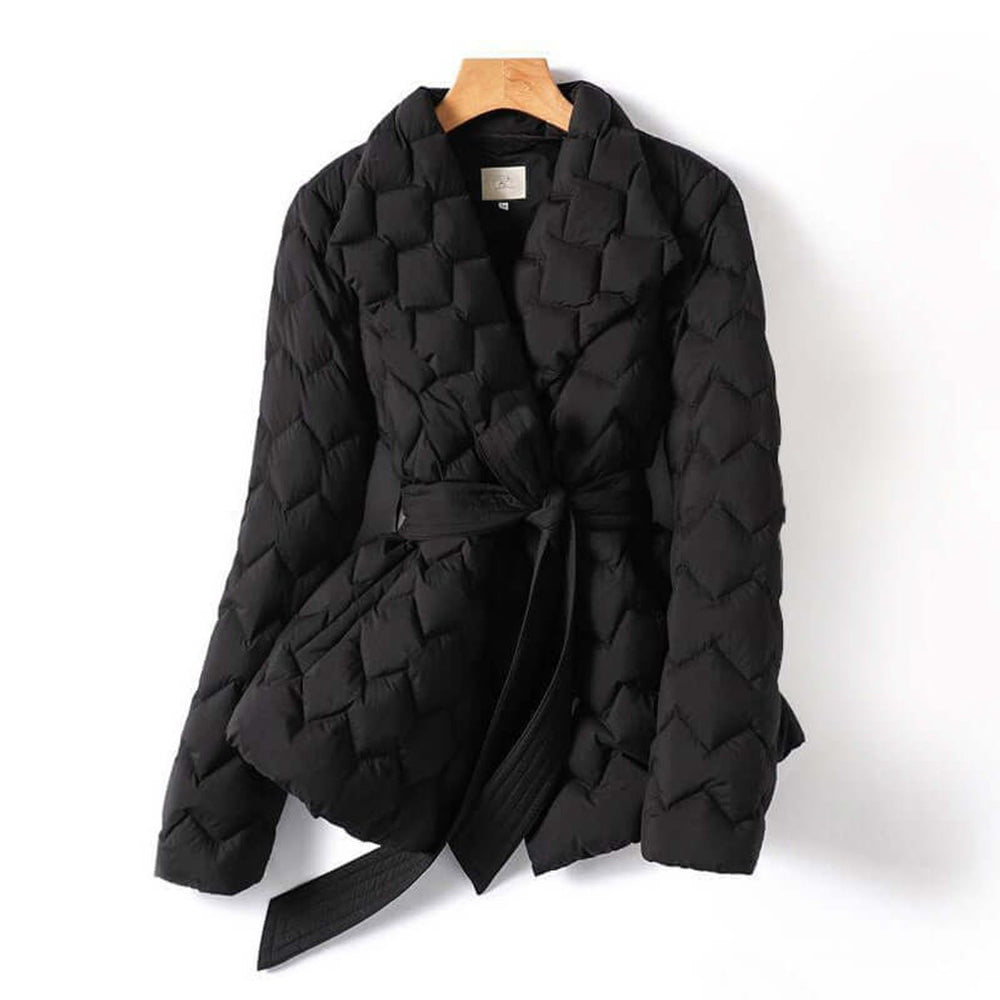 Women's Belted Quilted Ladies Puffer Jacket Wrap Coat