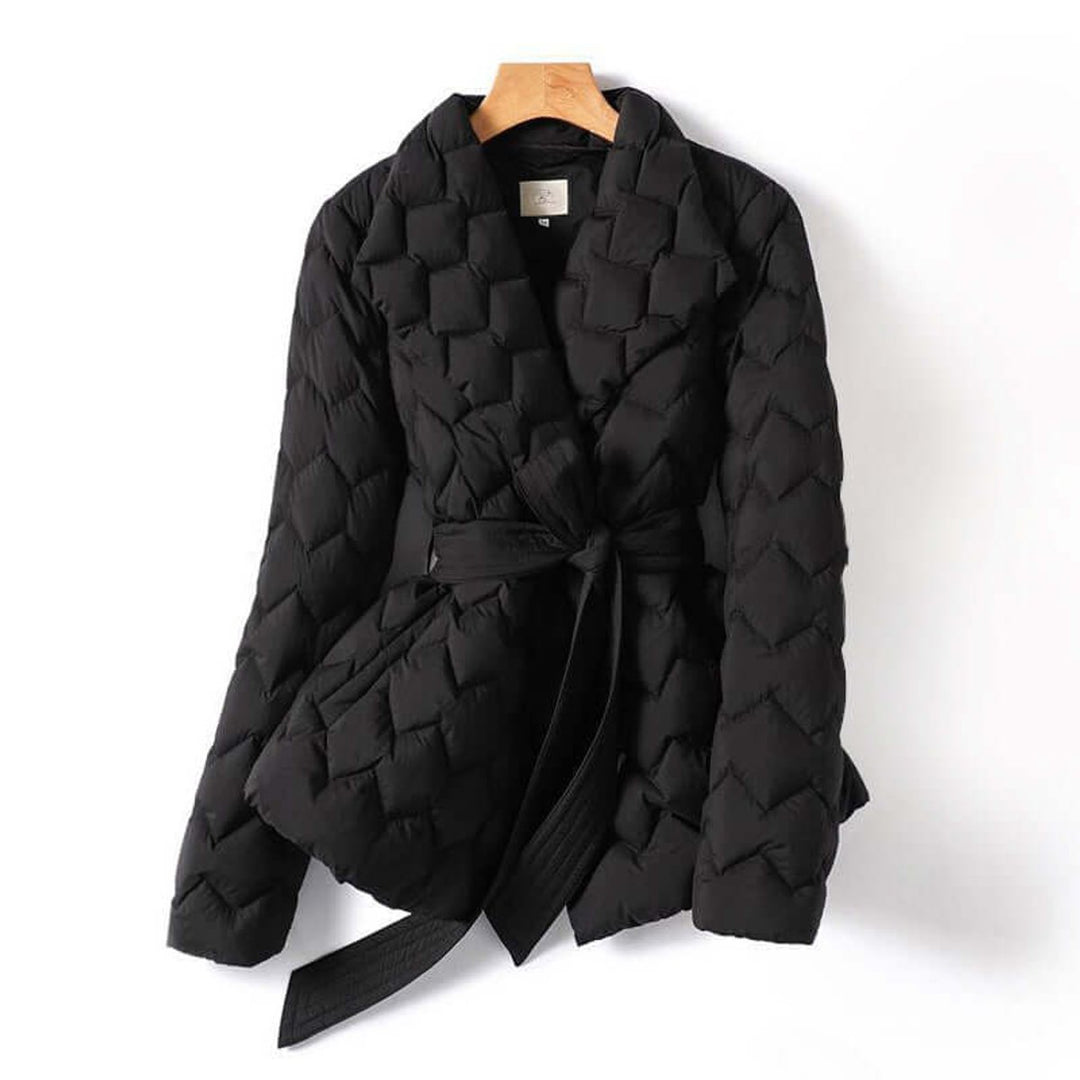 Women's Belted Quilted Ladies Puffer Jacket Wrap Coat