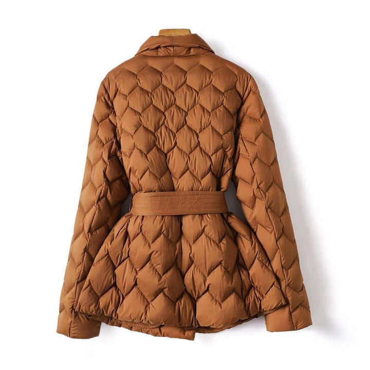 Women's Belted Quilted Ladies Puffer Jacket Wrap Coat