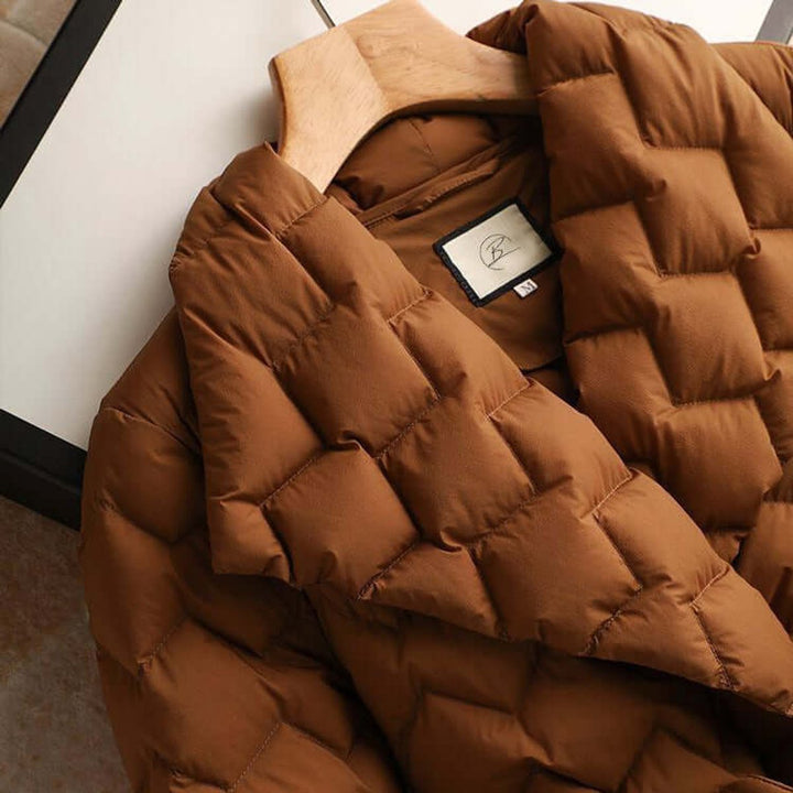 Women's Belted Quilted Ladies Puffer Jacket Wrap Coat