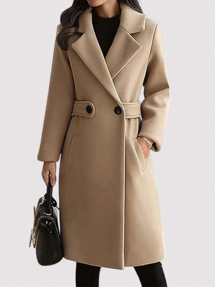 Women's Belted Wool Coat Long Tailored Trench Coat