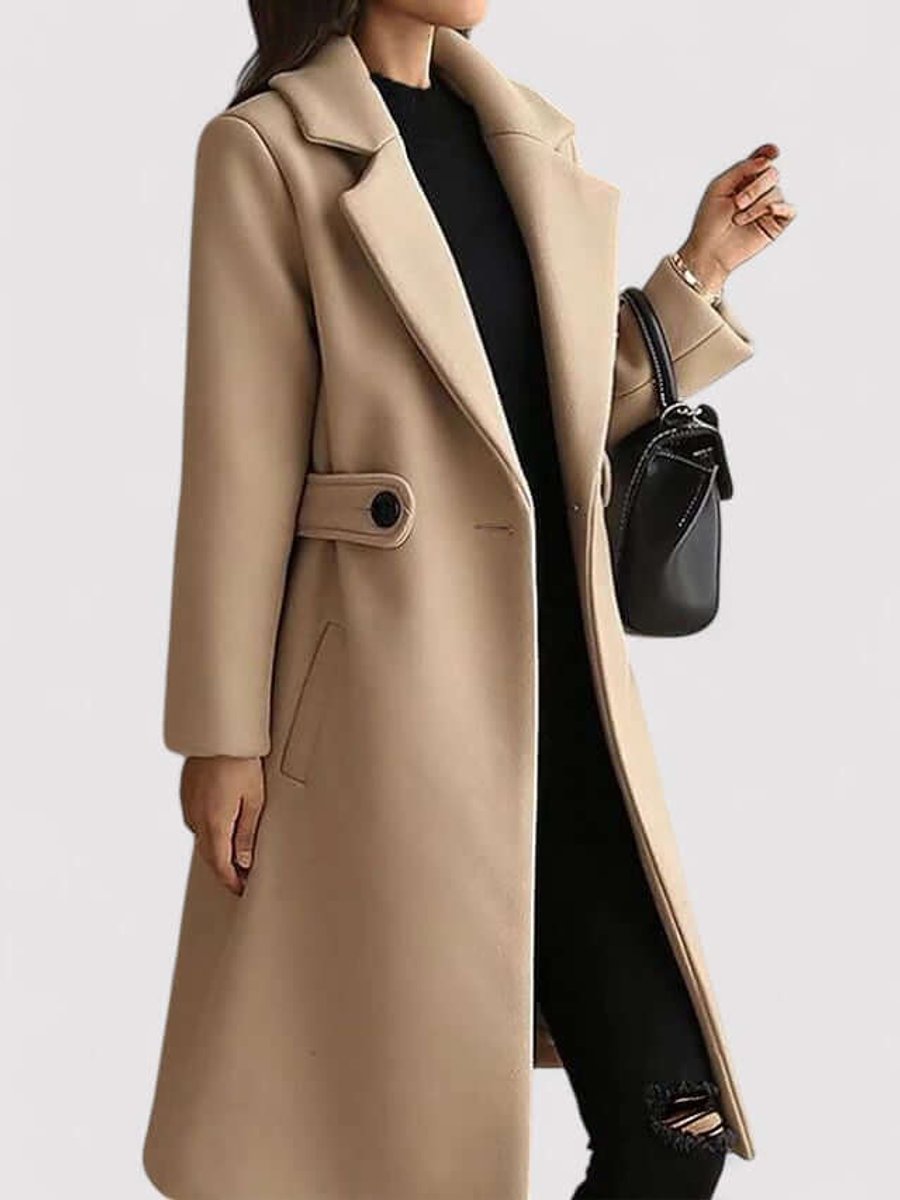 Women's Belted Wool Coat Long Tailored Trench Coat