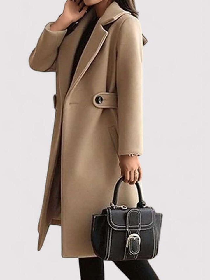 Women's Belted Wool Coat Long Tailored Trench Coat