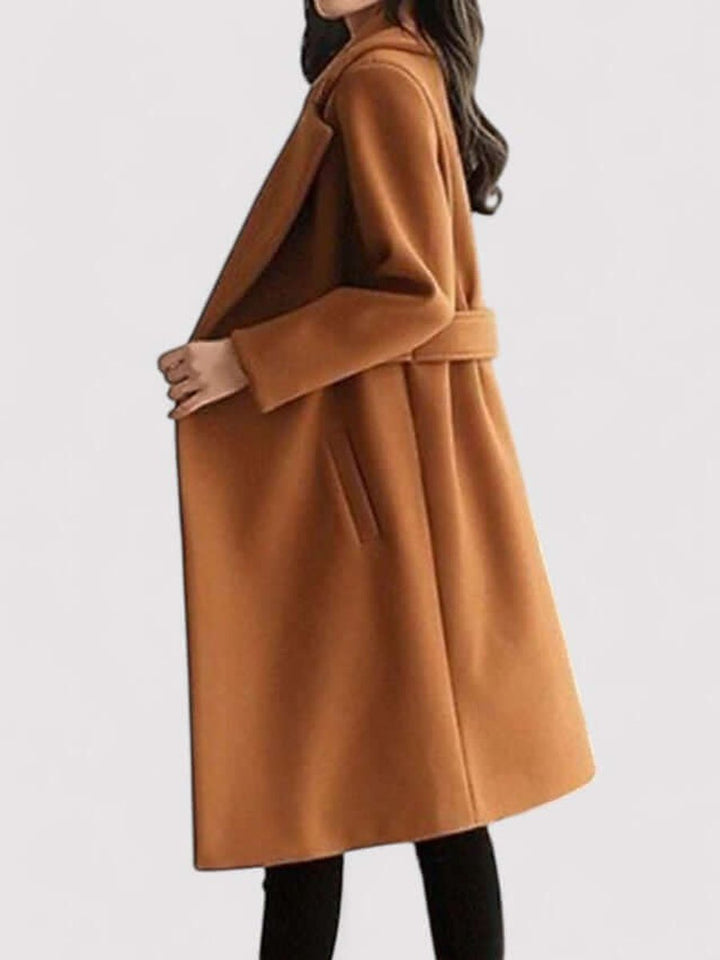 Women's Belted Wool Coat Long Tailored Trench Coat