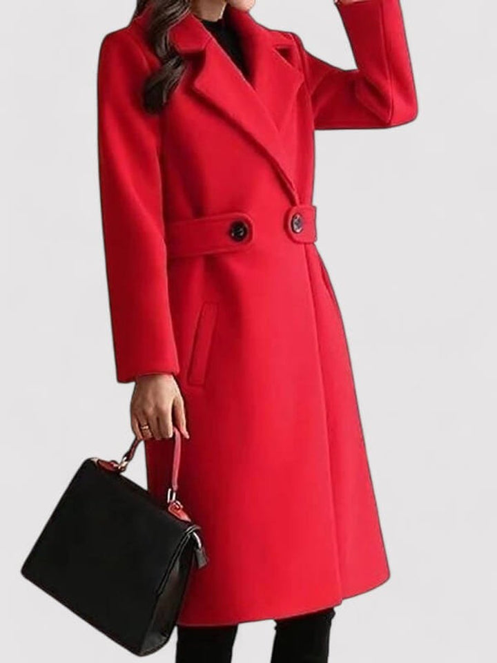Women's Belted Wool Coat Long Tailored Trench Coat