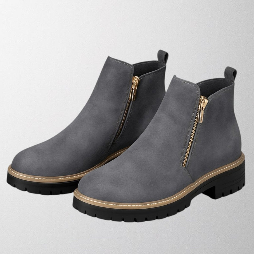 Women's Black Suede Side-Zip Chunky-Sole Ankle Boots