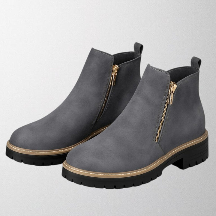 Women's Black Suede Side-Zip Chunky-Sole Ankle Boots