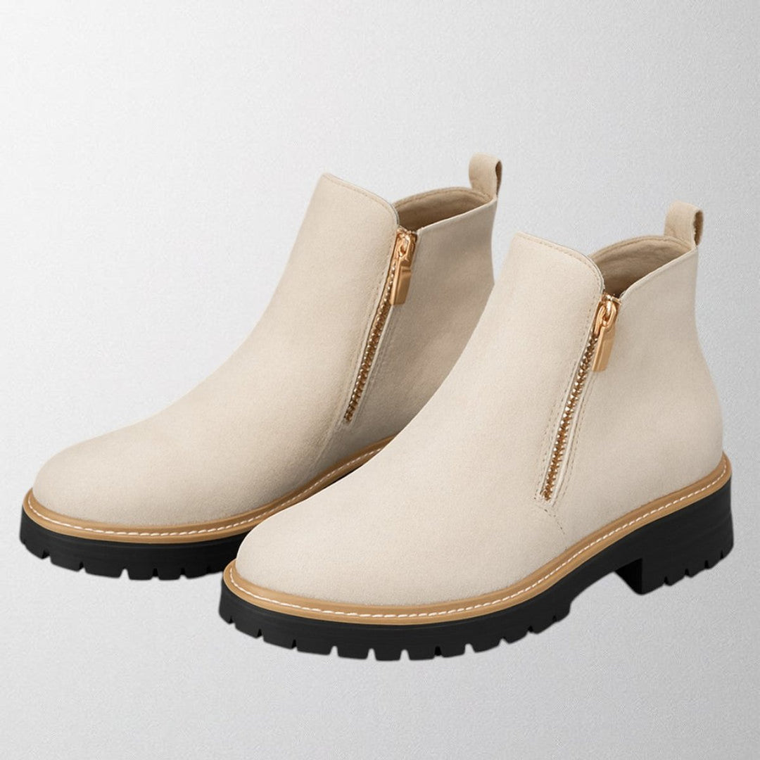 Women's Black Suede Side-Zip Chunky-Sole Ankle Boots