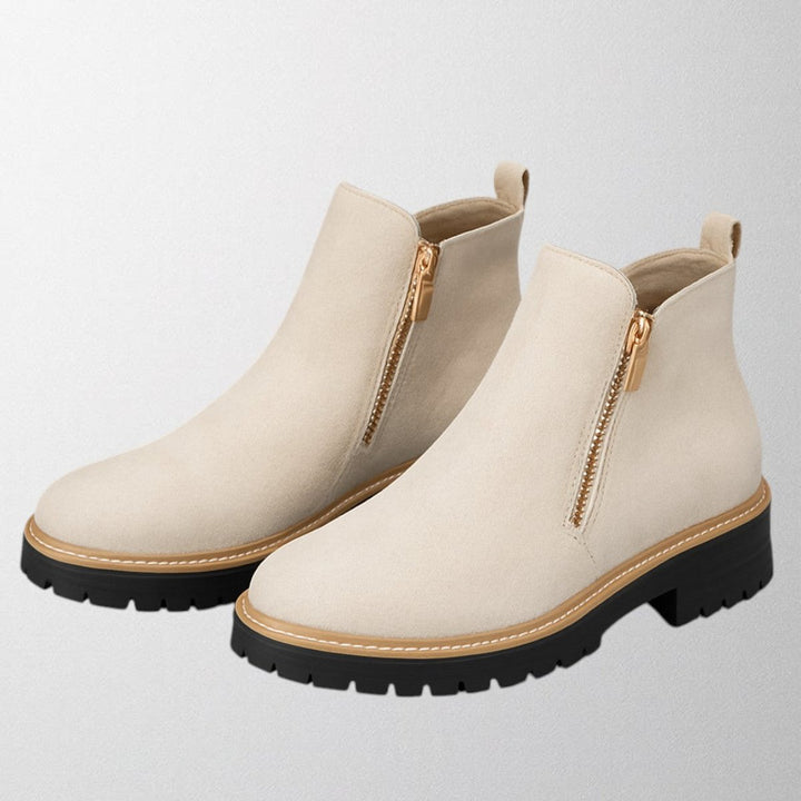 Women's Black Suede Side-Zip Chunky-Sole Ankle Boots