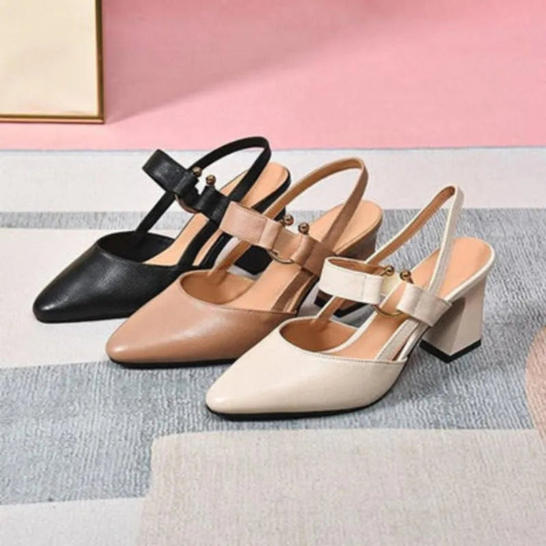 Women's Block-Heel Slingback Pointed-Toe Heeled Sandals
