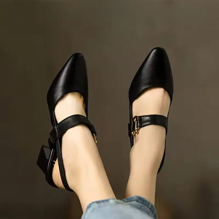 Women's Block-Heel Slingback Pointed-Toe Heeled Sandals