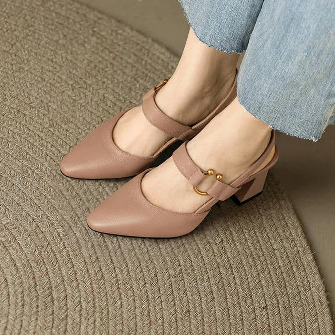 Women's Block-Heel Slingback Pointed-Toe Heeled Sandals
