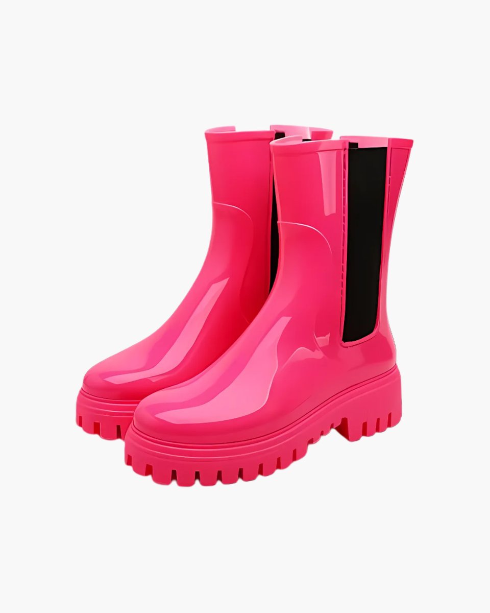Women's Chelsea Boots Water-Resistant Chunky Lug-Sole Rain Boots - Pink