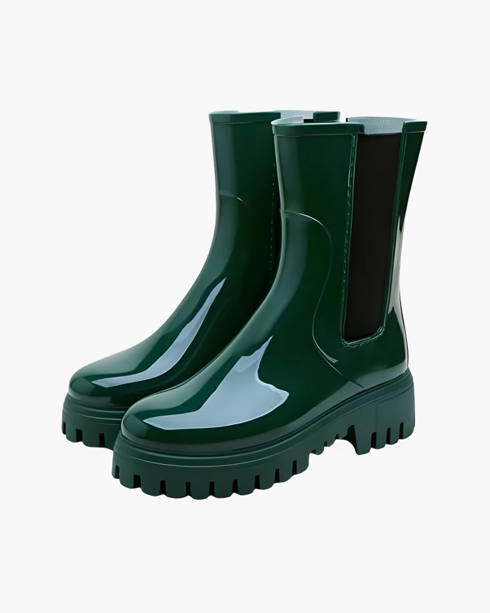 Women's Chelsea Boots Water-Resistant Chunky Lug-Sole Rain Boots - Green